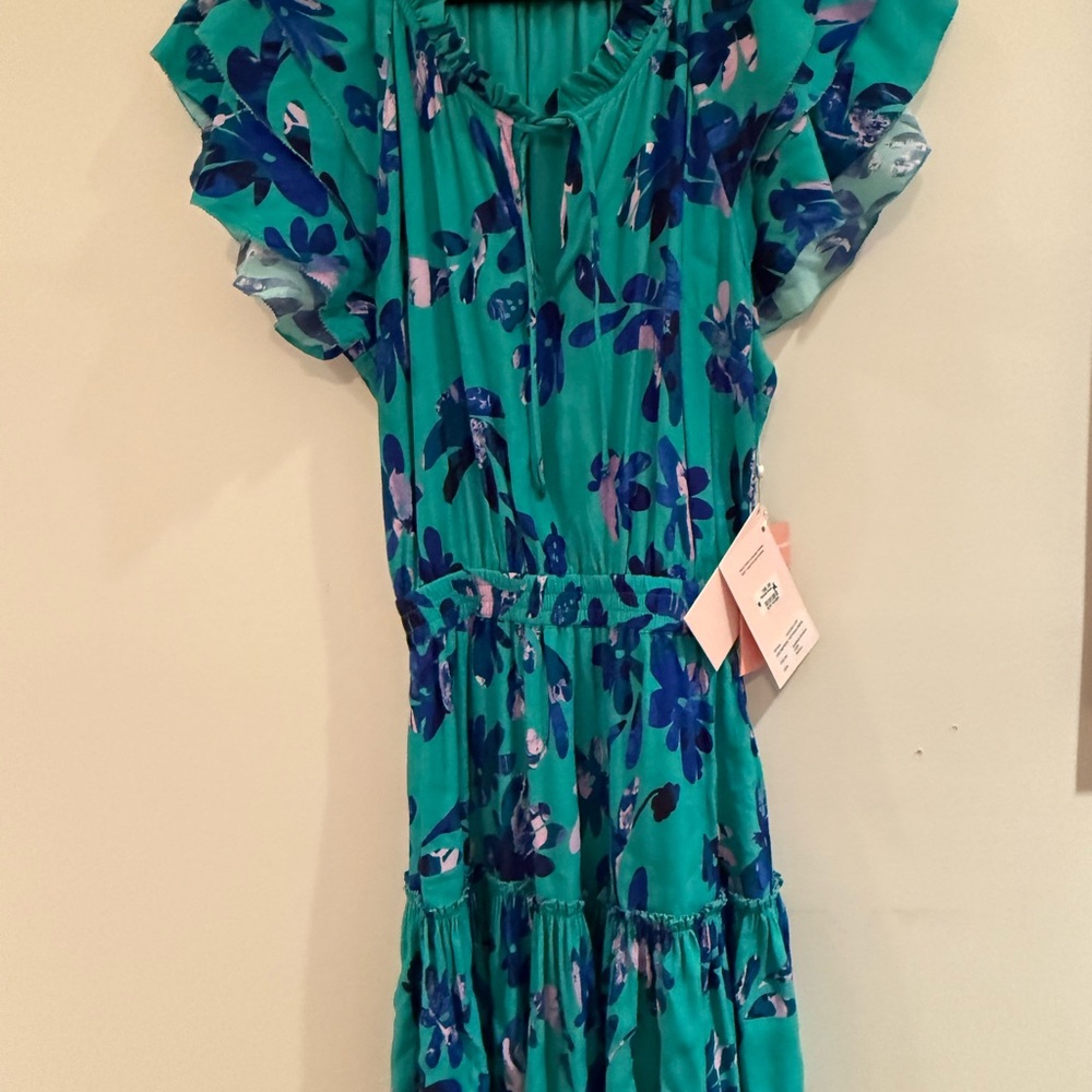 Alivia Victoria Floral Teal Mini Dress jade size small nwt
